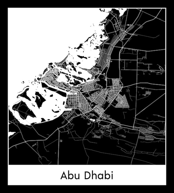 Minimalna Mapa Miasta Abu Zabi (zjednoczone Emiraty Arabskie, Azja)