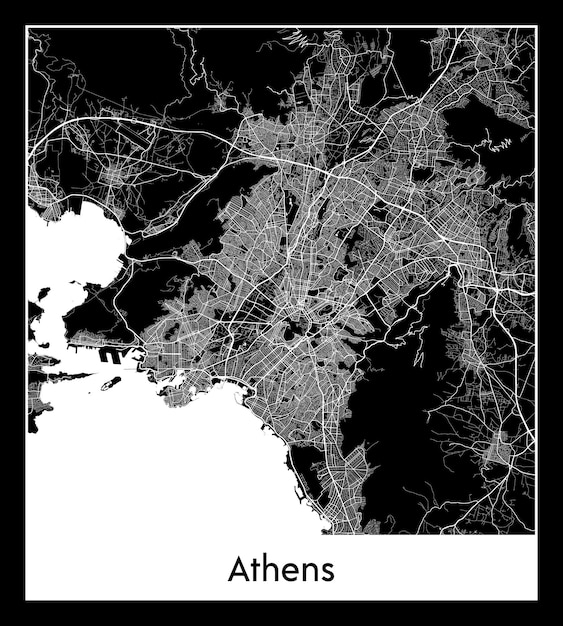 Minimalna Mapa Miasta Ateny (grecja, Europa)