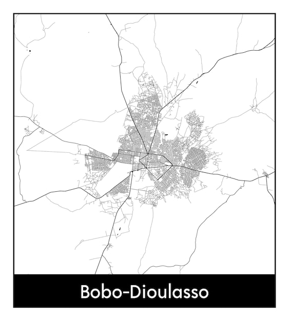 Minimalna Mapa Miasta Bobodioulasso Burkina Faso Afryka