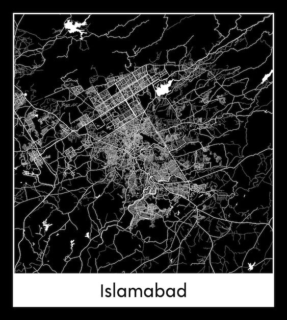 Minimalna Mapa Miasta Islamabadu (pakistan, Azja)