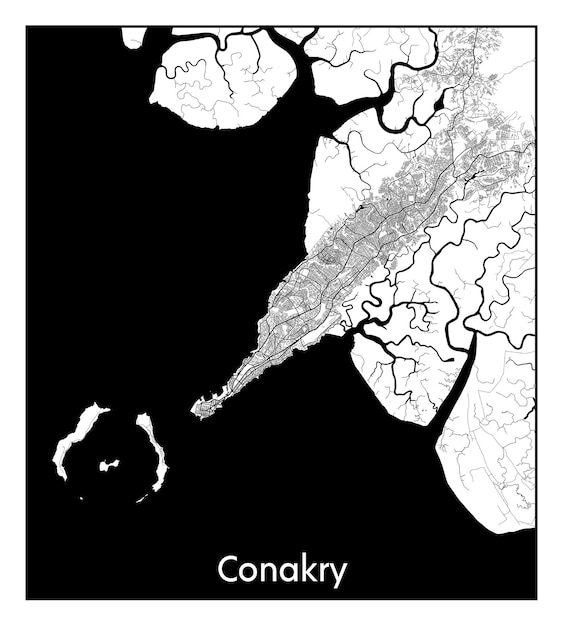 Minimalna Mapa Miasta Konakry (gwinea, Afryka)