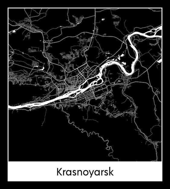 Minimalna Mapa Miasta Krasnojarsk (rosja, Azja)