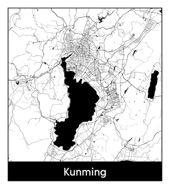 Minimalna Mapa Miasta Kunming (chiny, Azja)