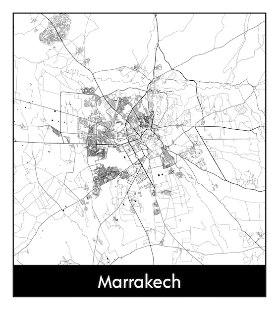 Minimalna Mapa Miasta Marrakeszu (maroko, Afryka)