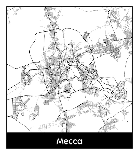 Minimalna Mapa Miasta Mekka (arabia Saudyjska, Azja)