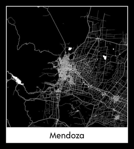 Minimalna mapa miasta Mendoza (Argentyna, Ameryka Południowa)