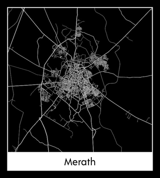 Minimalna Mapa Miasta Merath (indie, Azja)