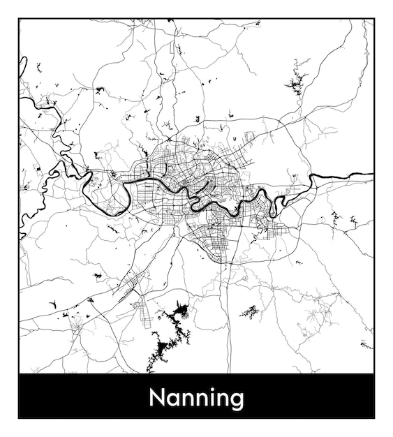 Minimalna Mapa Miasta Nanning (chiny, Azja)