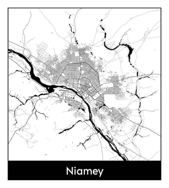 Plik wektorowy minimalna mapa miasta niamey (niger, afryka)