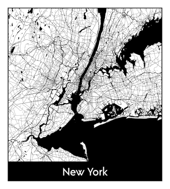 Minimalna Mapa Miasta Nowy Jork (stany Zjednoczone, Ameryka Północna)