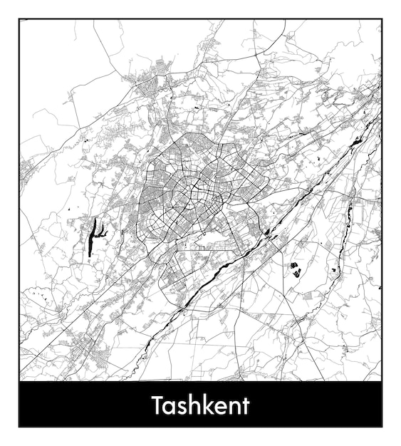 Minimalna Mapa Miasta Taszkent (uzbekistan, Azja)