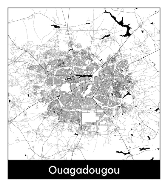 Minimalna Mapa Miasta Wagadugu (burkina Faso, Afryka)