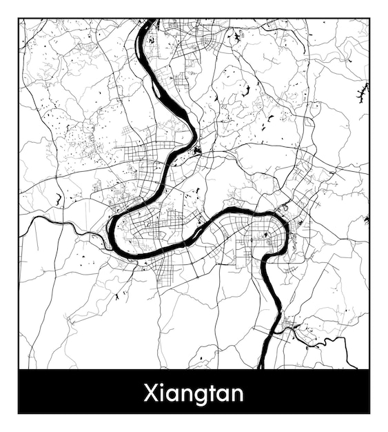 Plik wektorowy minimalna mapa miasta xiangtan (chiny, azja)