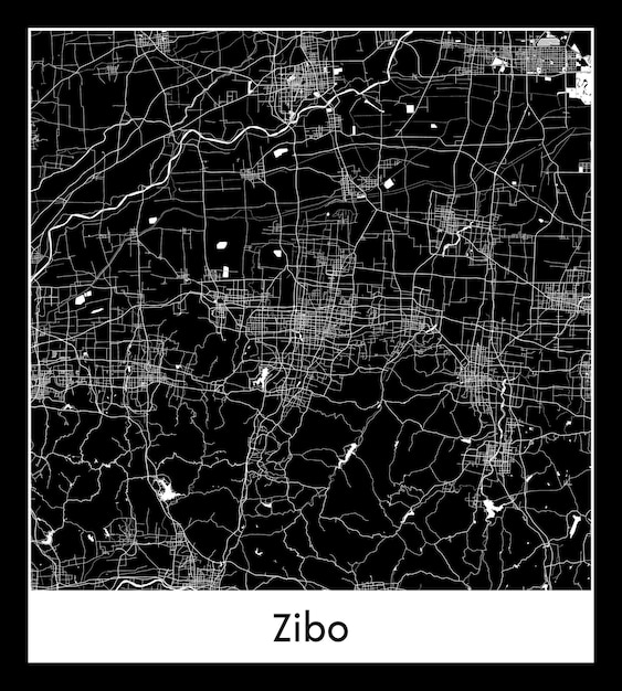 Plik wektorowy minimalna mapa miasta zibo (chiny, azja)