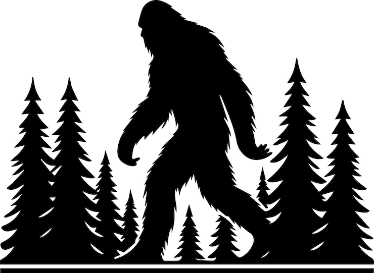 Wektor minimalna wektorowa sylwetka zwierzęcia bigfoot czarny kolor białe tło 8