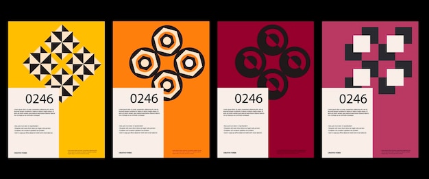Minimalne Abstrakcyjne Plakaty. Układ Plakatu Bauhaus Z Czystą Typografią I Minimalnym Wzorem Wektorowym.