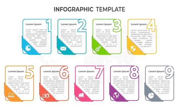 Minimalne Elementy Infographic Szablon, 9 Opcji.