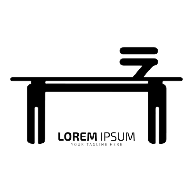 Minimalne I Abstrakcyjne Logo Ikony Wektora Stołu, Komputera, Sylwetki Stołu, Izolowanego Szablonu Projektu Na Laptopie