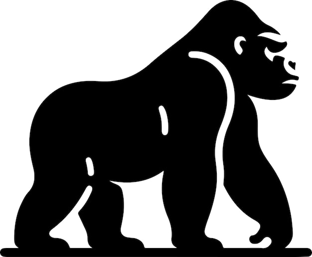 Plik wektorowy minimalne i proste zwierzę gorilla wektorowa sylwetka czarny kolor sylwetka białe tło 16