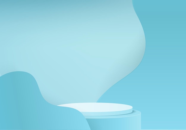 Minimalne niebieskie podium i scena z renderowaniem 3d w abstrakcyjnej kompozycji tła Ilustracja 3d makiety sceny geometrii kształt platformy formy na scenie wyświetlania produktu