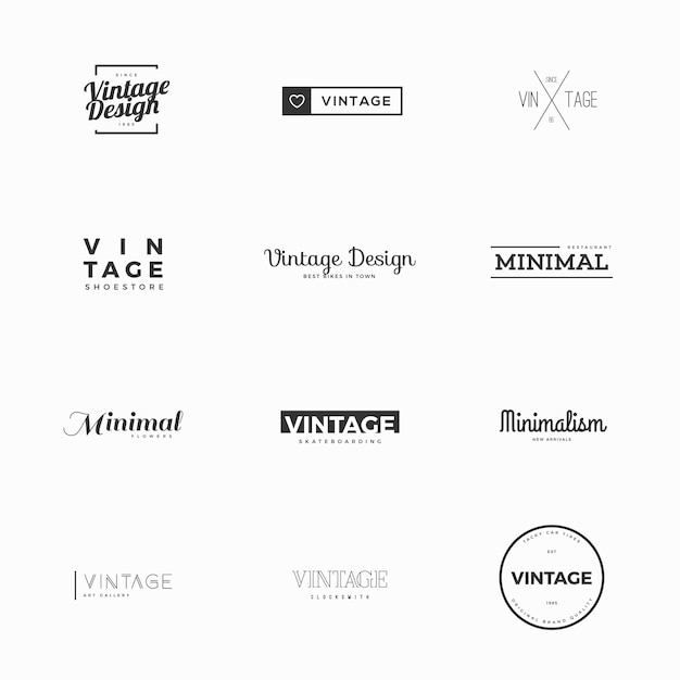 Minimalne szablony logo vintage do projektowania marki