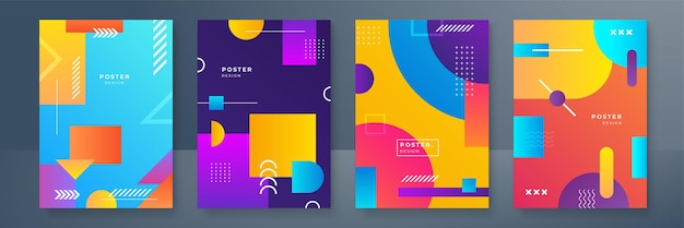 Minimalny nowoczesny projekt okładki Dynamiczne kolorowe gradienty Przyszłe wzory geometryczne wzór wektorowy szablonu plakatów