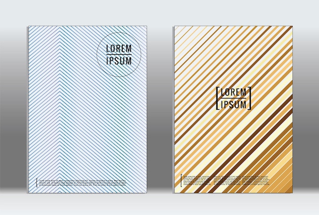 Minimalny plakat. Wektorowa geometryczna okładka. Hipster modny szablon raportu. Zestaw ulotek z futurystycznymi gradientowymi liniami graficznymi. Modne minimalne układy. Plakaty w paski. Zestaw projektów retro banerów.