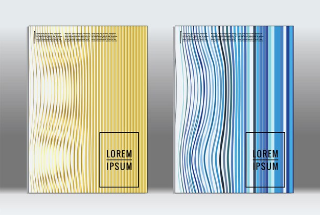 Minimalny plakat. Wektorowa geometryczna okładka. Hipster modny szablon raportu. Zestaw ulotek z futurystycznymi gradientowymi liniami graficznymi. Modne minimalne układy. Plakaty w paski. Zestaw projektów retro banerów.