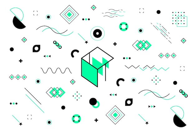 Minimalny szablon graficzny okładki z geometrycznymi kształtami i liniami Kolorowe geometryczne tło