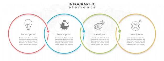 Minimalny Szablon Infographic Koło Osi Czasu Z Czterema Opcjami Lub Krokami.