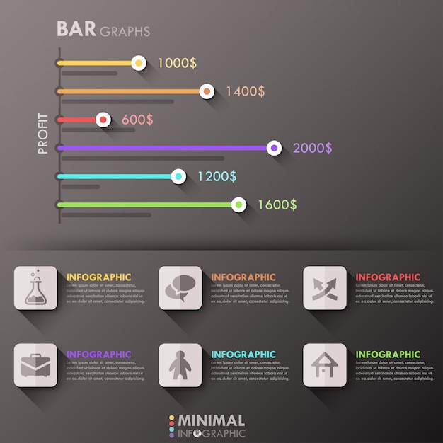 Minimalny Szablon Opcje Infographic Z Wykresów Słupkowych