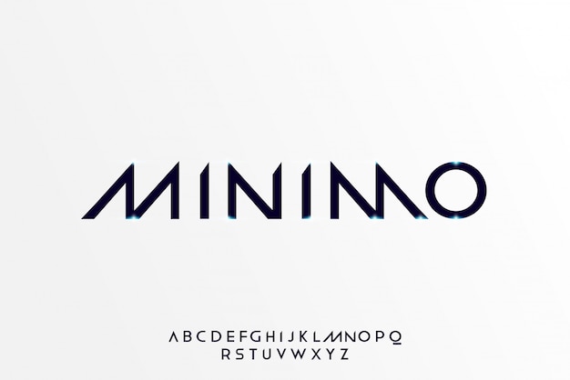 Minimo, Abstrakcyjna Futurystyczna Czcionka Alfabetu Z Motywem Technologicznym. Nowoczesny Minimalistyczny Projekt Typografii