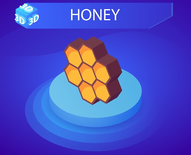 Miód izometryczny projekt ikona Wektor ilustracja sieci web 3d kolorowy koncepcja
