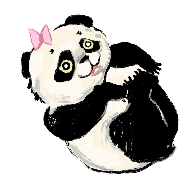 Miś Panda Na Białym Tle Na Białym Tle Ilustracja Wektorowa
