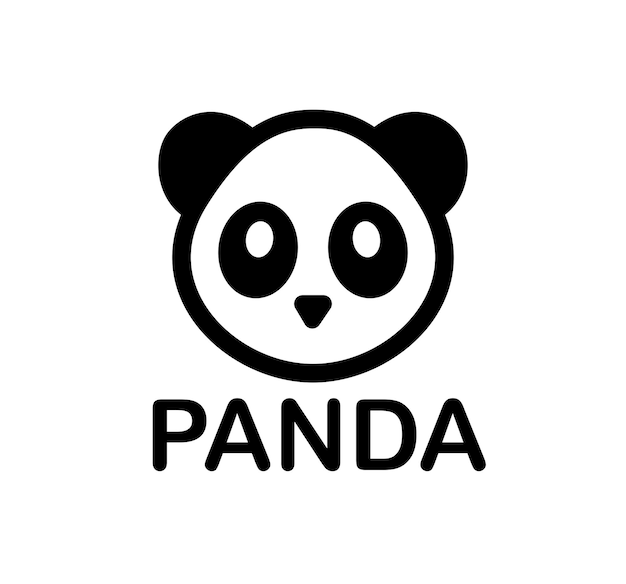 Miś Panda Wektor Ikona Lub Logo Na Białym Tle.