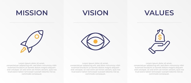 Misja Wizja I Wartości Infografika Wektor Szablon Projektu Transparentu 3 Kroki Infografika Transparent