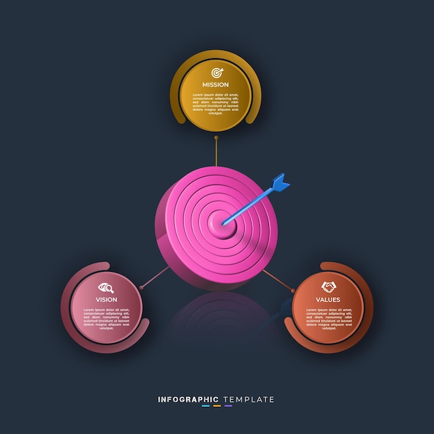 Misja, Wizja I Wartości Organizacji Biznesowej Element Infografiki Kreatywnej Prezentacji