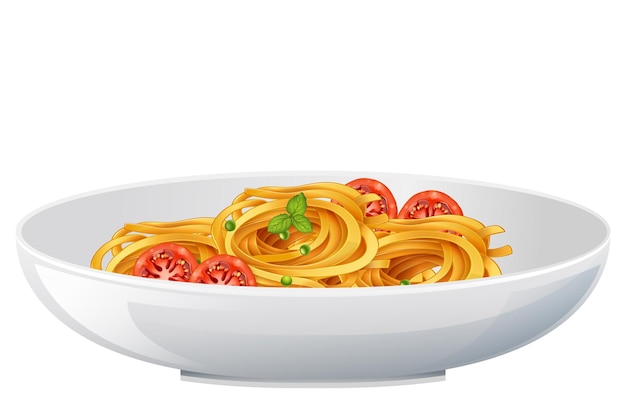 Plik wektorowy miska spaghetti z izolowanym pomidorem