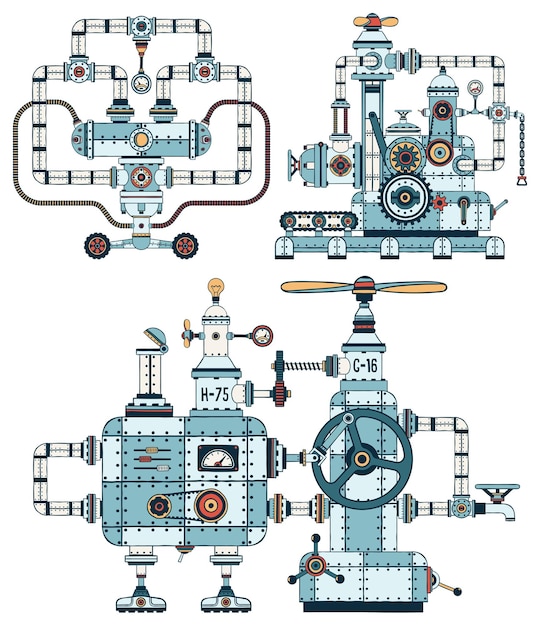 Plik wektorowy misterne metalowe maszyny z rurami