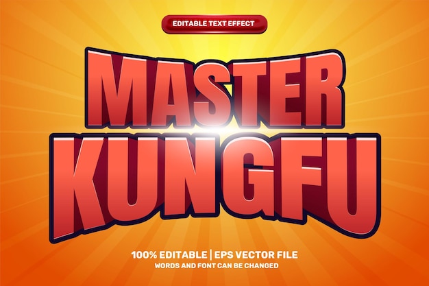 Mistrz kungfu bohater 3D Edytowalny styl efektu tekstowego