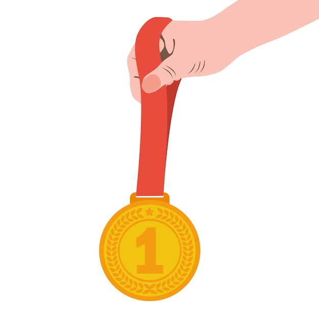 Mistrz złoty medal w dłoni