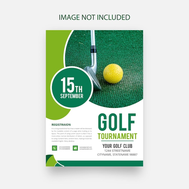 Plik wektorowy mistrzostwa w piłce golfowej lub turnieje flyer poster design event banner vector vector template
