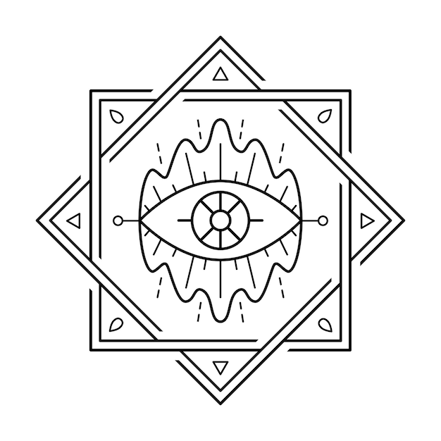 Plik wektorowy mistyczne złe oko drukuje linię sztuki ezoteryczny znak symbol okultystyczny