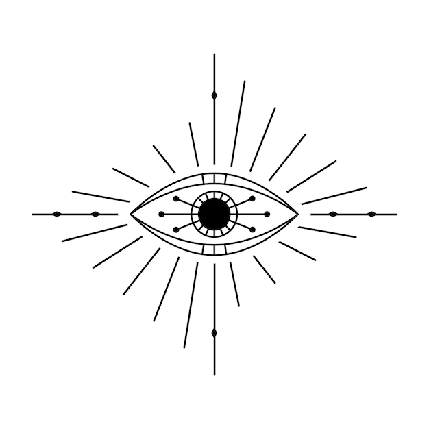 Plik wektorowy mistyczne złe oko linia sztuki ezoteryczny znak symbol okultystyczny