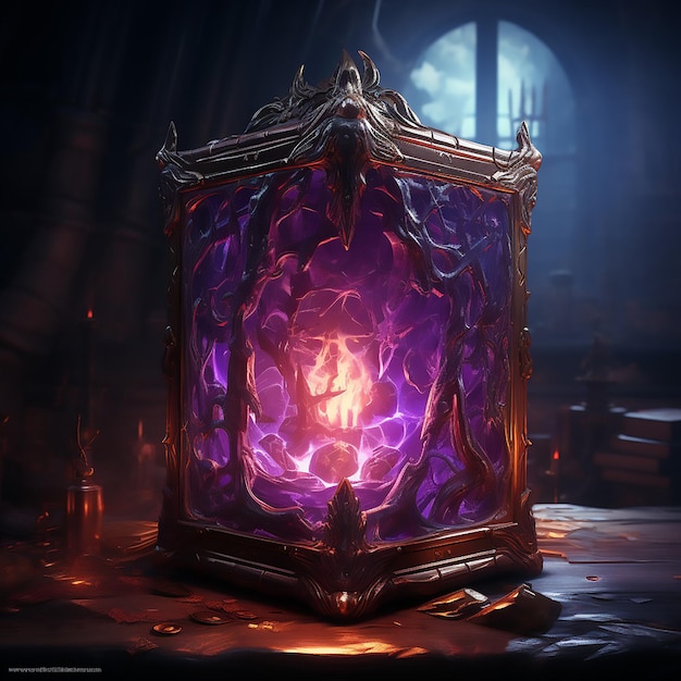 Plik wektorowy mistyczny cenny płonący ciemność klejnot połysk fioletowy magia palić płomień świecąca fantazja lampa grzewcza