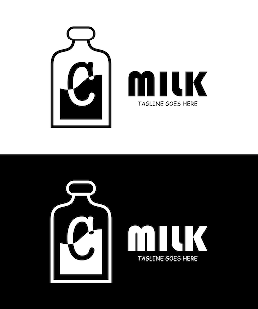 Mleko z literą C Logo Design