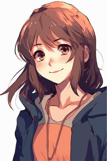 młoda dziewczyna w stylu anime charakter ilustracji wektorowych projekt Manga Dziewczyna anime Hair Faces Cartoon