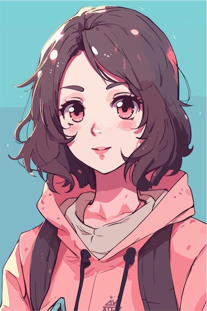 młoda dziewczyna w stylu anime charakter ilustracji wektorowych projekt Manga Dziewczyna anime Hair Faces Cartoon