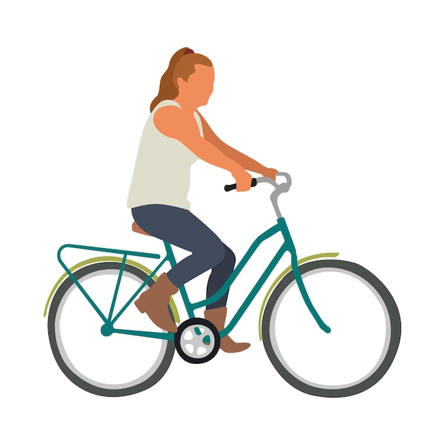 Młoda kobieta jeździ na rowerze płaski ilustracji wektorowych