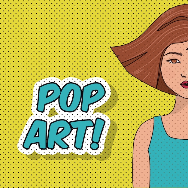 Plik wektorowy młoda kobieta pop-art styl wektor ilustracja projektu